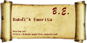 Babák Emerita névjegykártya